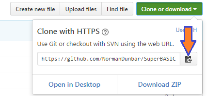 Image showing how to copy a repository URL in GitHub.